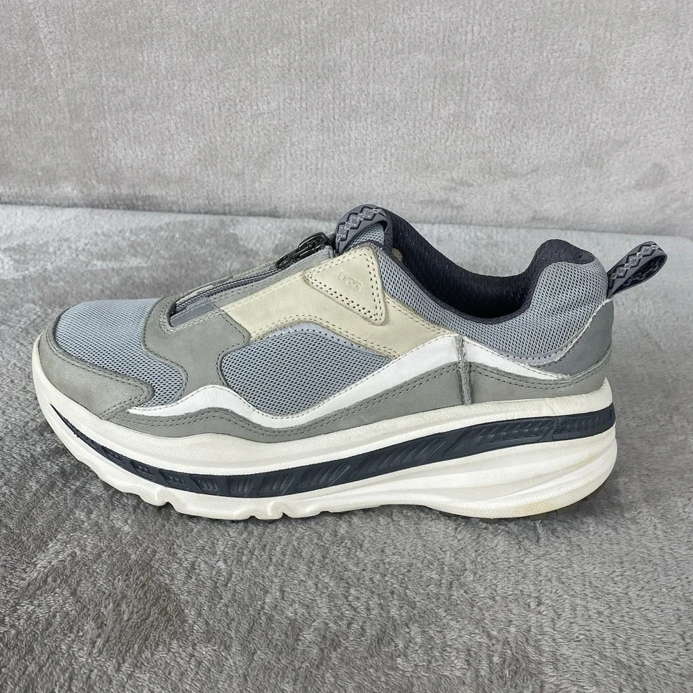 UGG CA805 Mens Shoes Size 9 Grey White Zip Suede Running Sneakers Athletic NEW